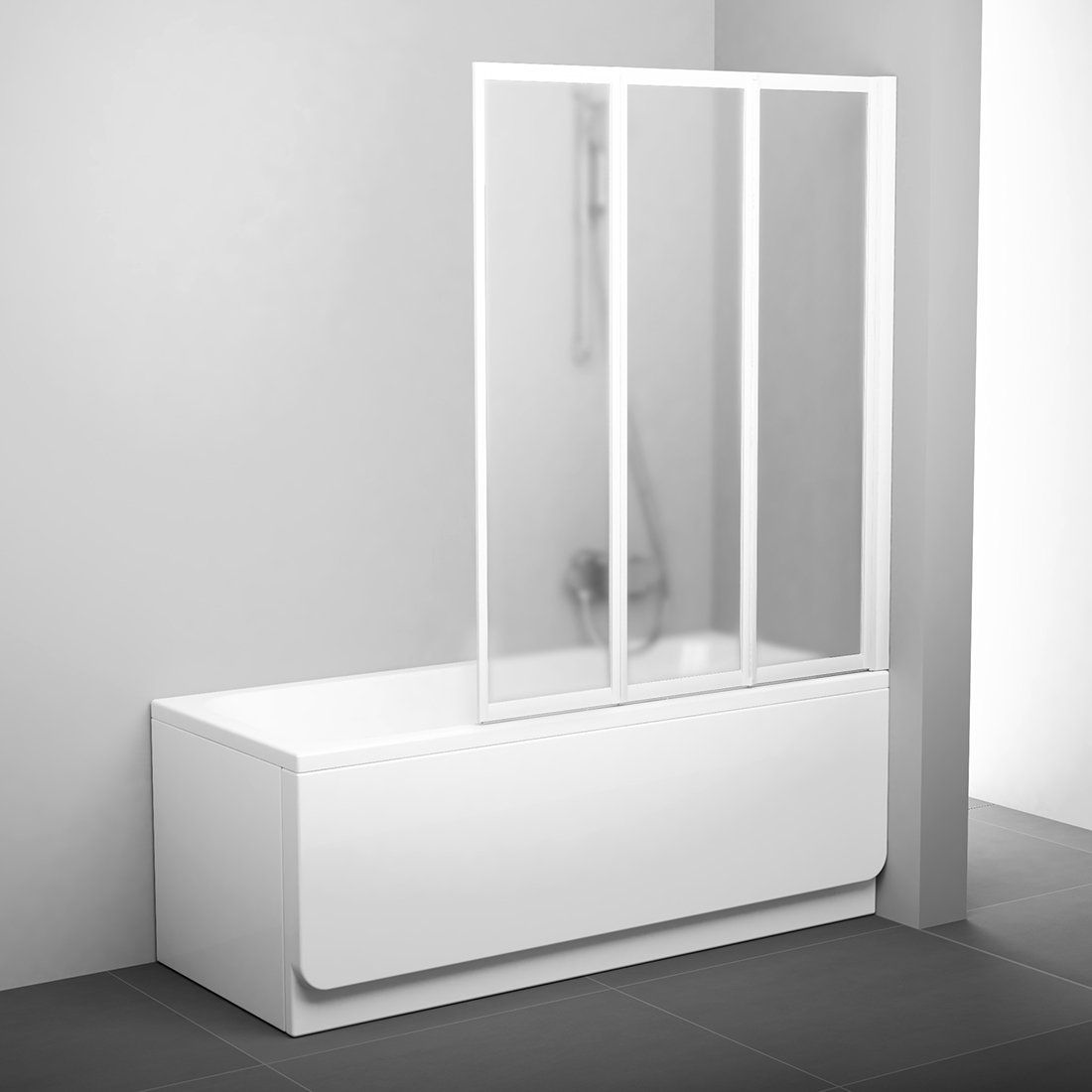 Ravak Supernova vaňová zástena 130 cm trojdielny biela lesklé/vzorované sklo 795V0100ZG