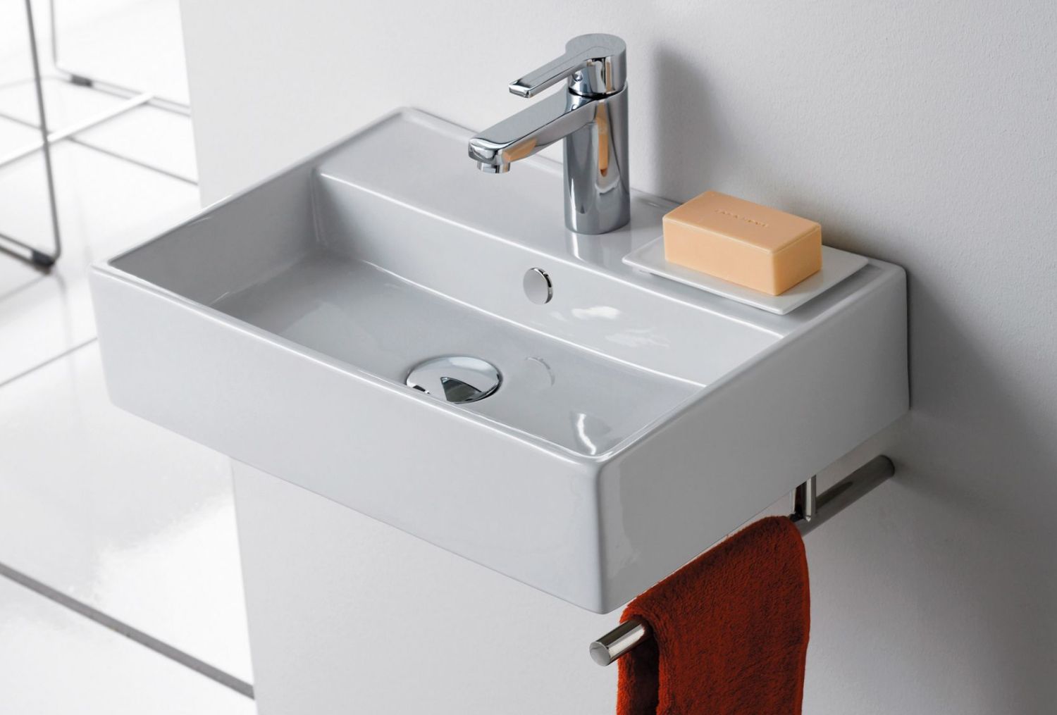 Bathco Spain Turin umývadlo 50x35 cm obdĺžnik klasické umývadlo-pultové umývadlo biela 0017B