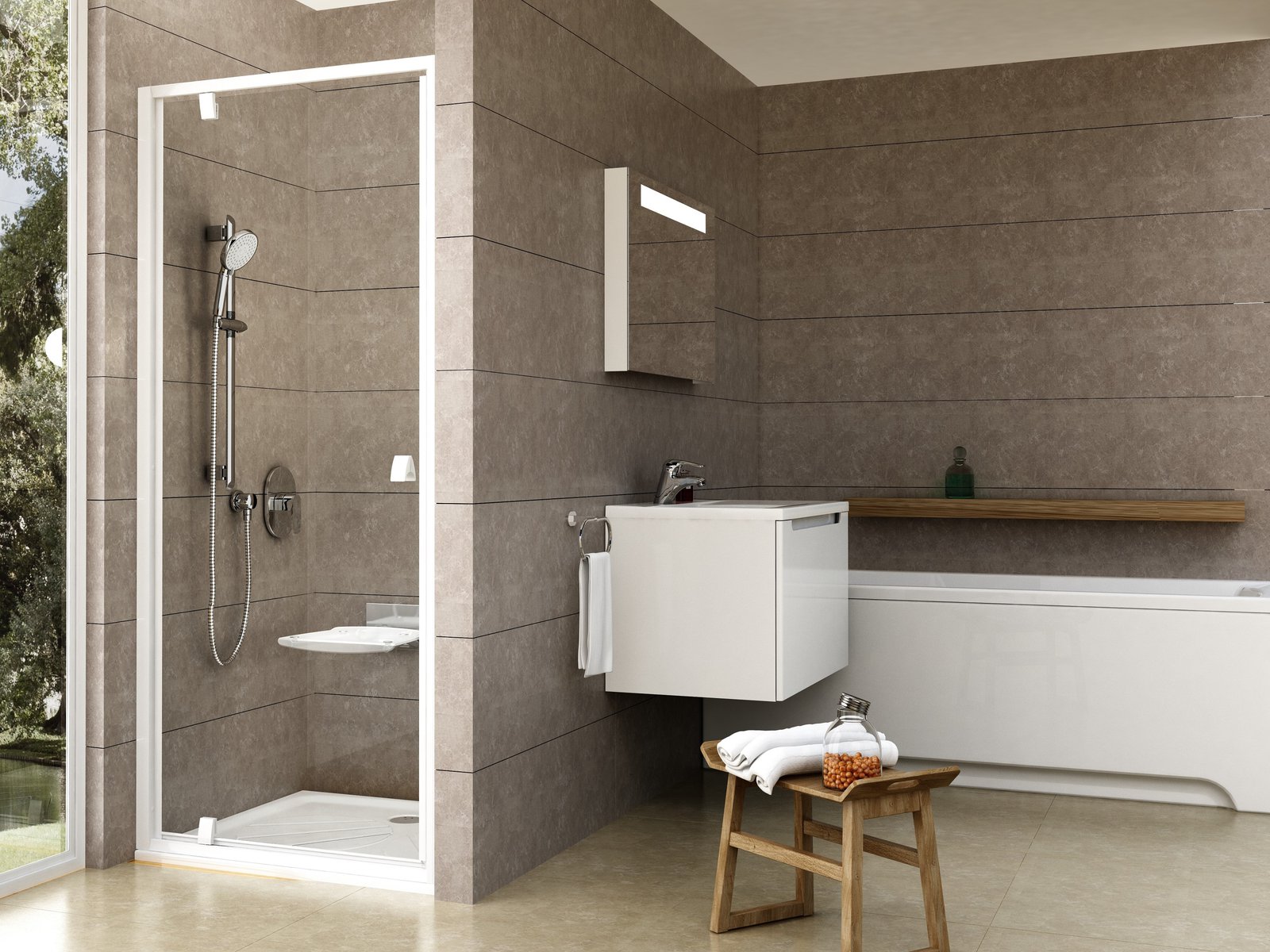 Ravak Pivot sprchové dvere 80 cm výklopné biela lesklá/priehľadné sklo 03G40101Z1