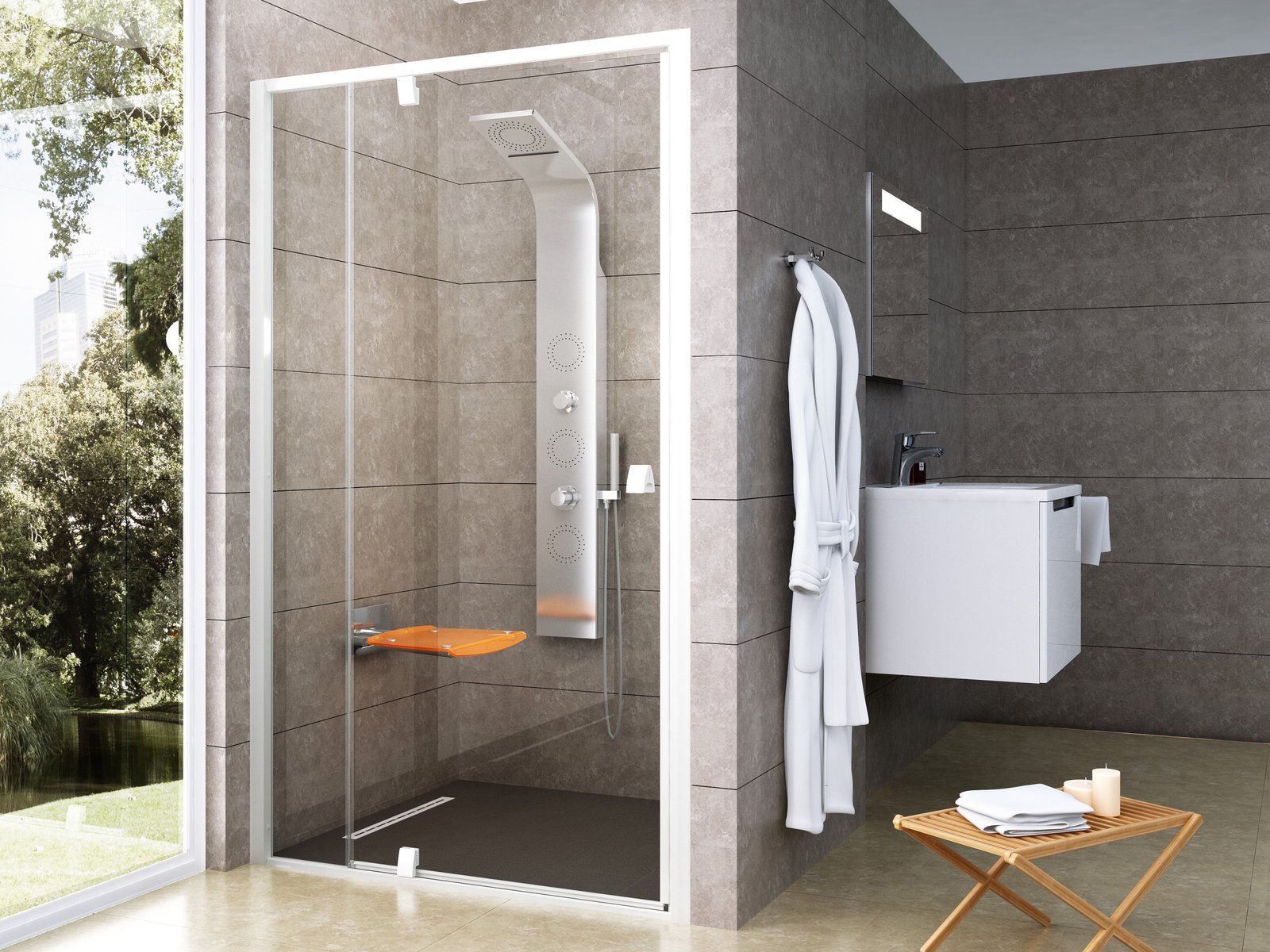 Ravak Pivot sprchové dvere 110 cm výklopné biela lesklá/priehľadné sklo 03GD0101Z1