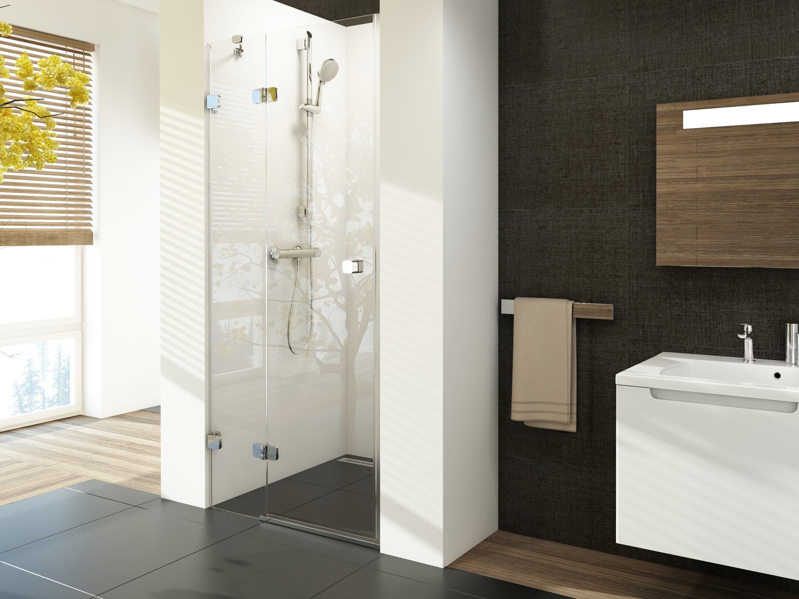 Ravak Brillant sprchové dvere 100 cm výklopné chróm lesklá/priehľadné sklo 0ULAAA00Z1