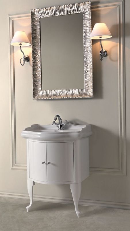 Kerasan Retro skrinka 58.5x52x77 cm kúpeľňová skrinka pod úmývadlo stojaca biela-zlatá 7361K8