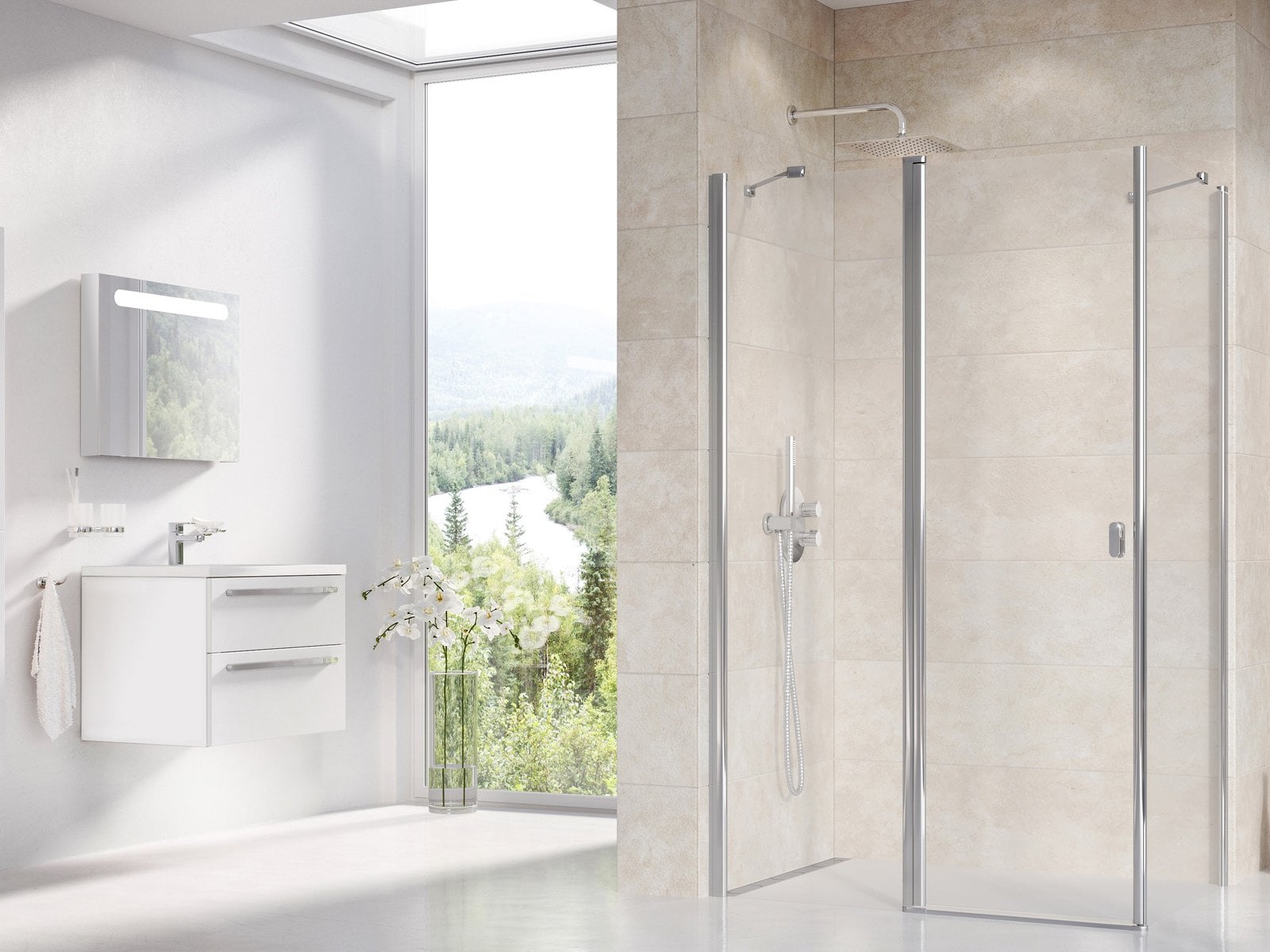 Ravak Chrome sprchové dvere 110 cm výklopné hliníková lesklá/priehľadné sklo 1QVD0C00Z1