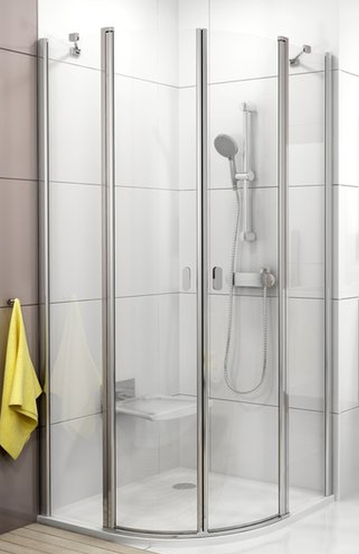 Ravak Chrome sprchovací kút 90x90 cm polkruhová biela lesklé/priehľadné sklo 3Q170100Z1