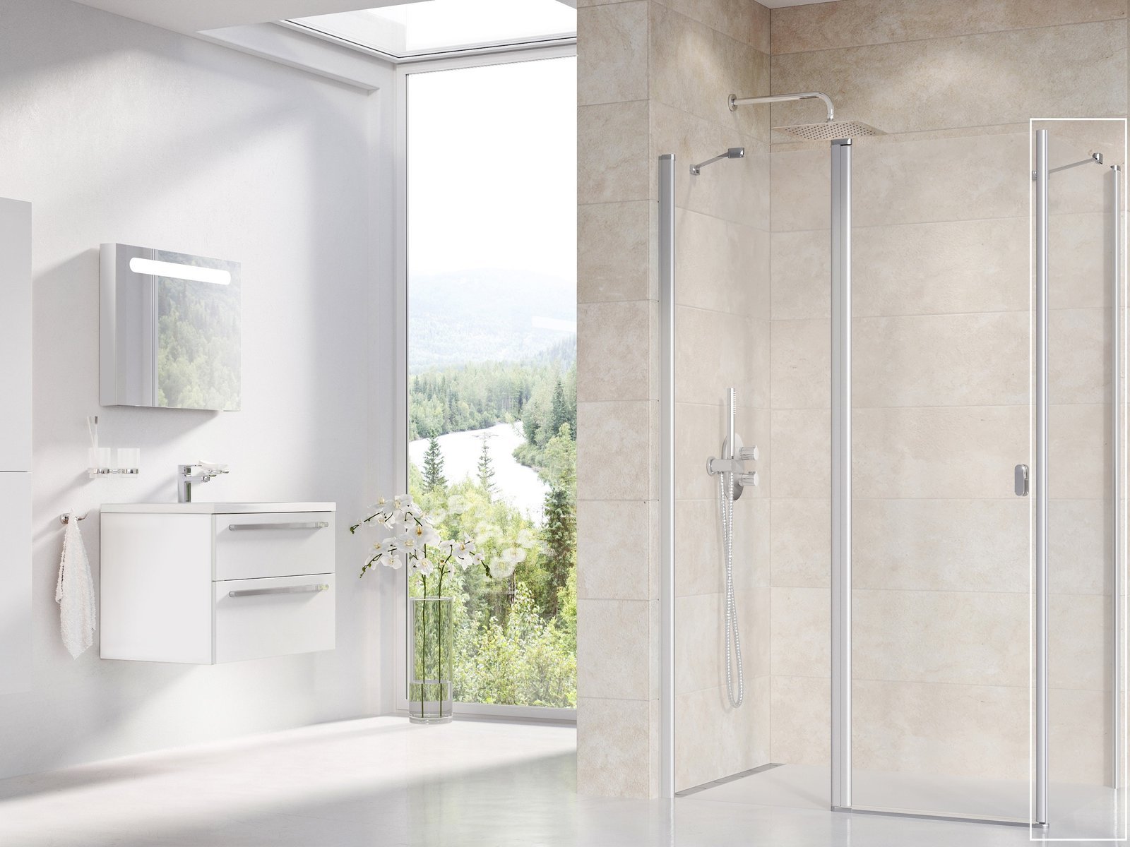 Ravak Chrome stena sprchovacieho kúta 80 cm saténová matný/sklo priehľadné 9QV40U00Z1