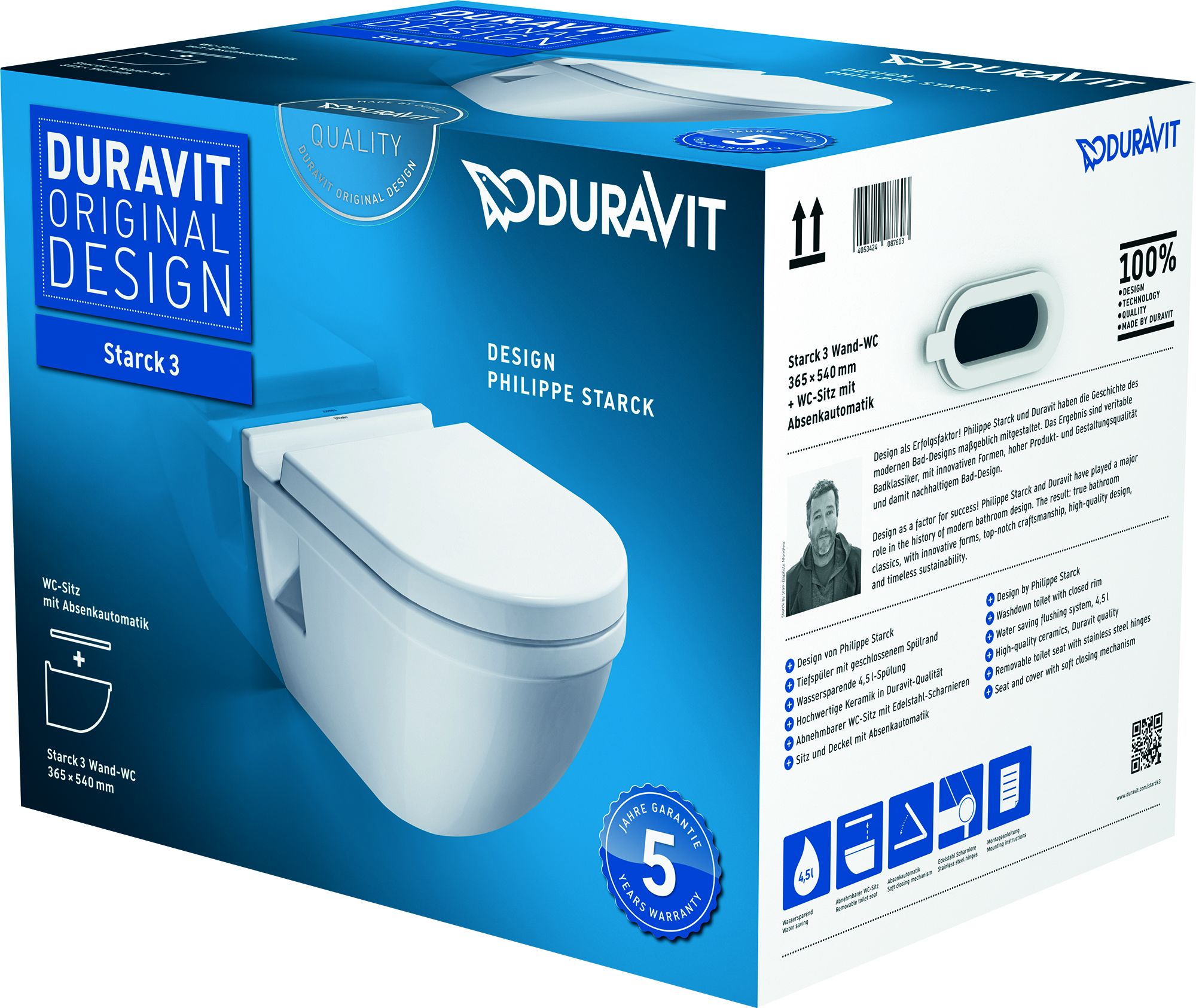 Duravit Starck 3 wc misa s pomaly sa sklápajúcim sedadlom závesné biela 42000900A1