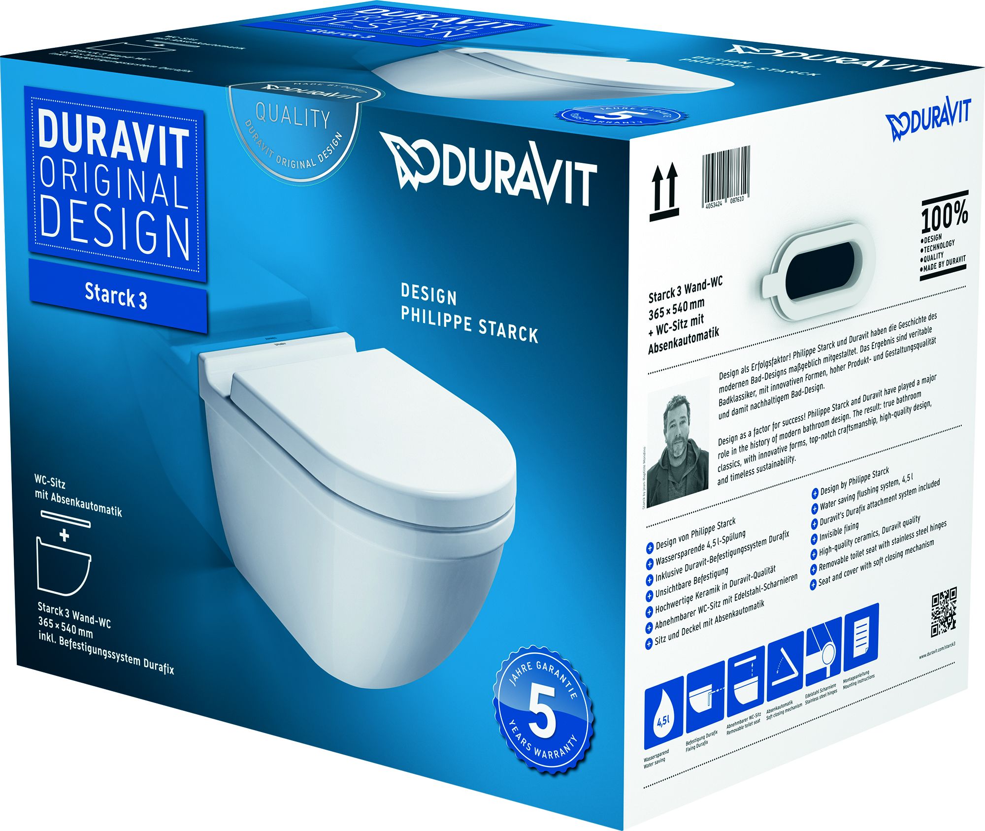 Duravit Starck 3 wc misa s pomaly sa sklápajúcim sedadlom závesné biela 42250900A1