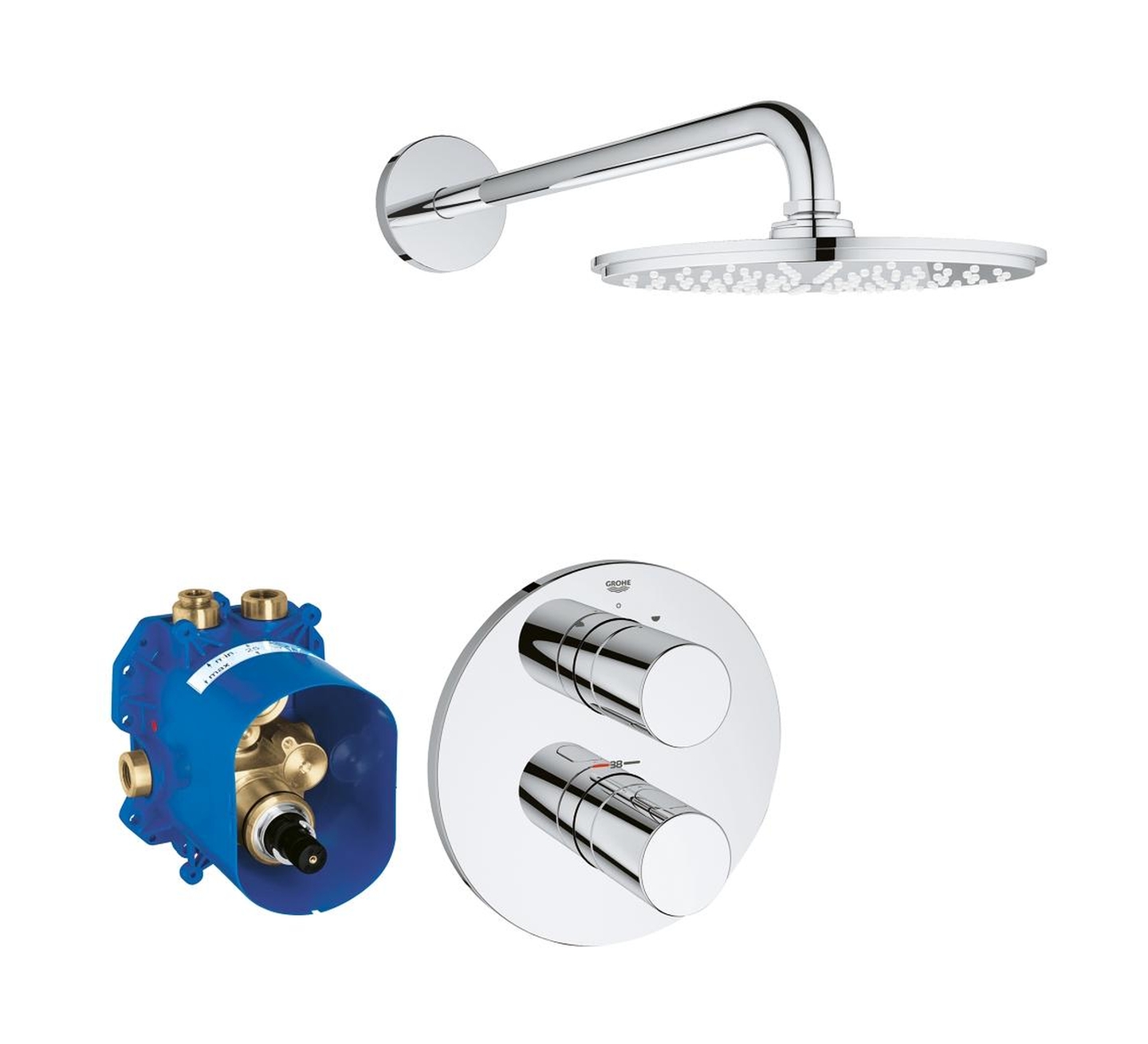 Grohe Rainshower Cosmopolitan 210 zestaw prysznicowy podtynkowy termostatyczny z deszczownicą chrom 26262000