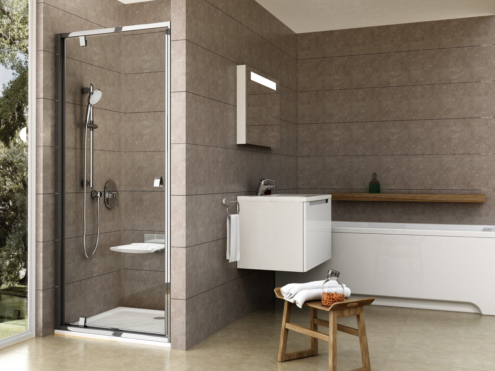 Ravak Pivot sprchové dvere 90 cm výklopné hliníková lesklá/priehľadné sklo 03G70C00Z1