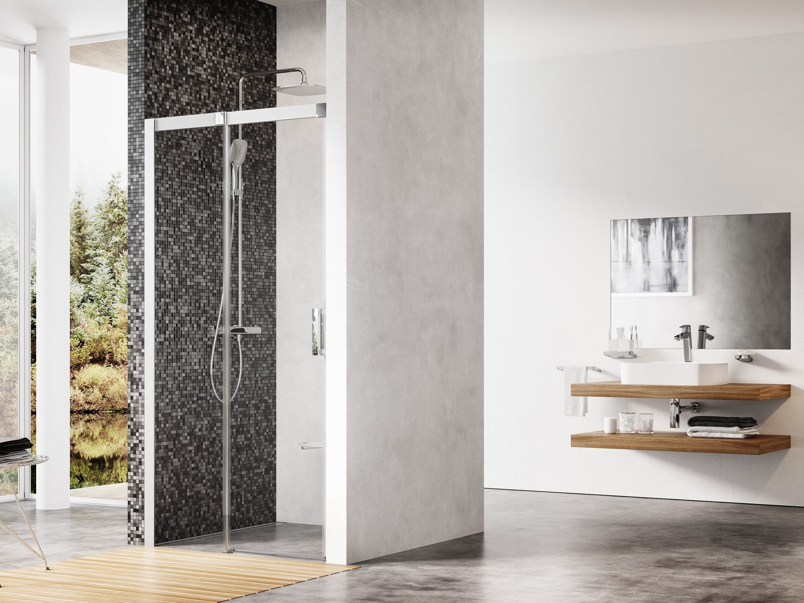 Ravak Matrix sprchové dvere 100 cm posuvné saténová matná/priehľadné sklo 0WLA0U00Z1