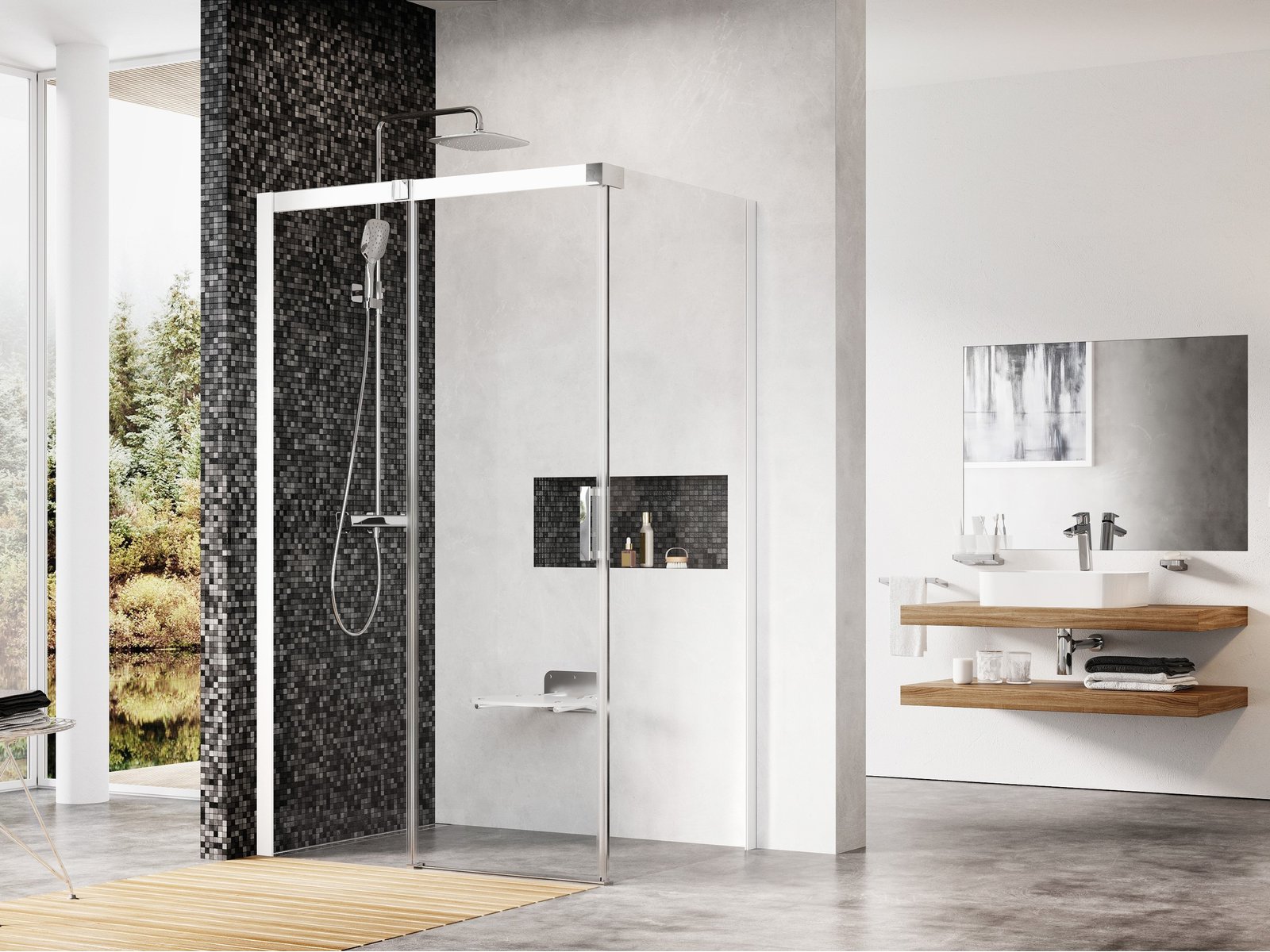 Ravak Matrix sprchovací kút 100x100 cm obdĺžniková biela lesklé/priehľadné sklo 0WLAA100Z1