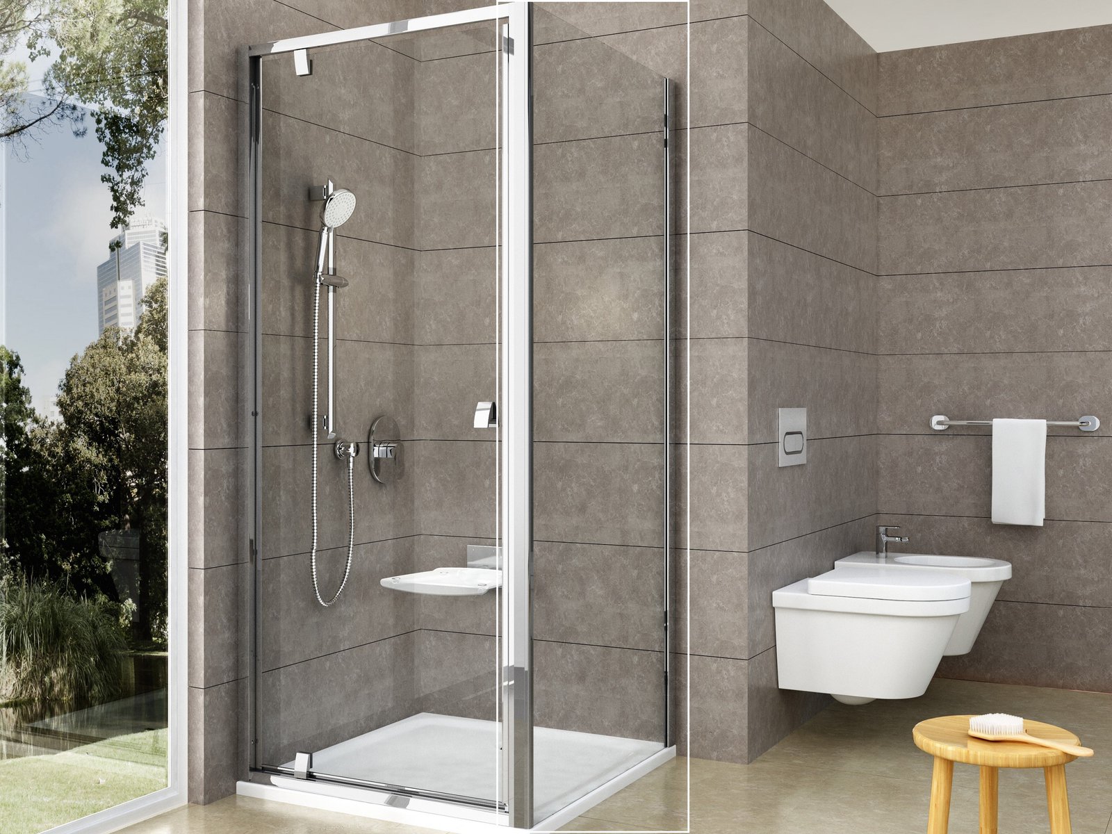 Ravak Pivot stena sprchovacieho kúta 80 cm hliníková lesklý/sklo priehľadné 90G40C00Z1