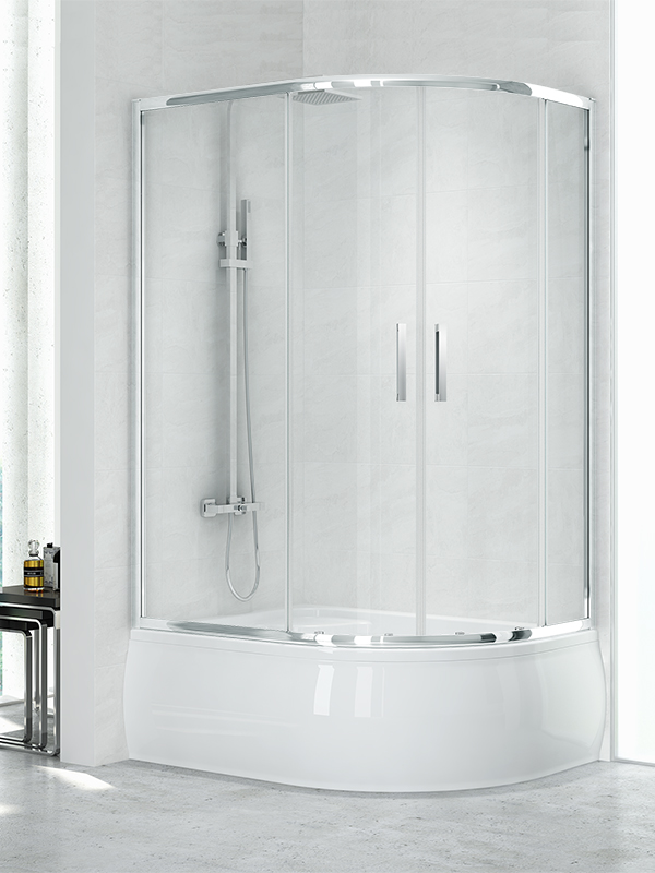 New Trendy New Maxima sprchovací kút 120x85 cm polkruhová hliníková lesklé/priehľadné sklo K0300