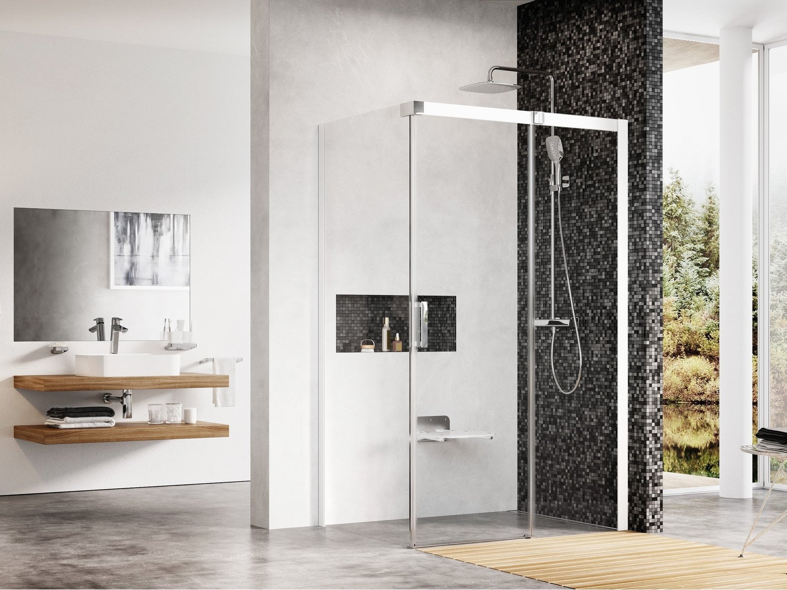 Ravak Matrix sprchovací kút 120x80 cm štvorcová biela lesklé/priehľadné sklo 0WPG4100Z1
