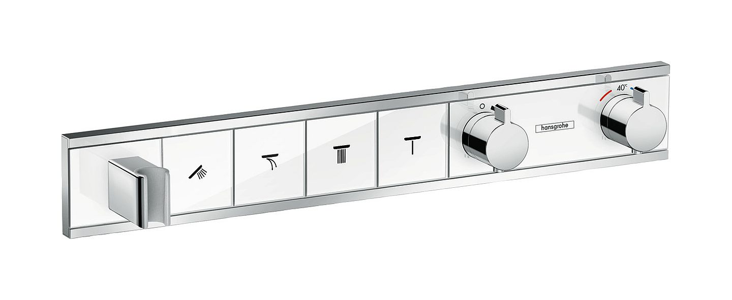 Hansgrohe RainSelect vaňová/sprchová batéria podomietková s termostatom chrómová-biela 15357400