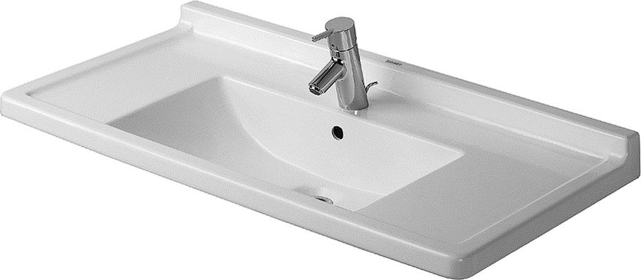 Duravit Starck 3 umývadlo 85x48.5 cm obdĺžnik klasické umývadlo-umývadlo na nábytok-umývadlo s doskou biela 03048000001