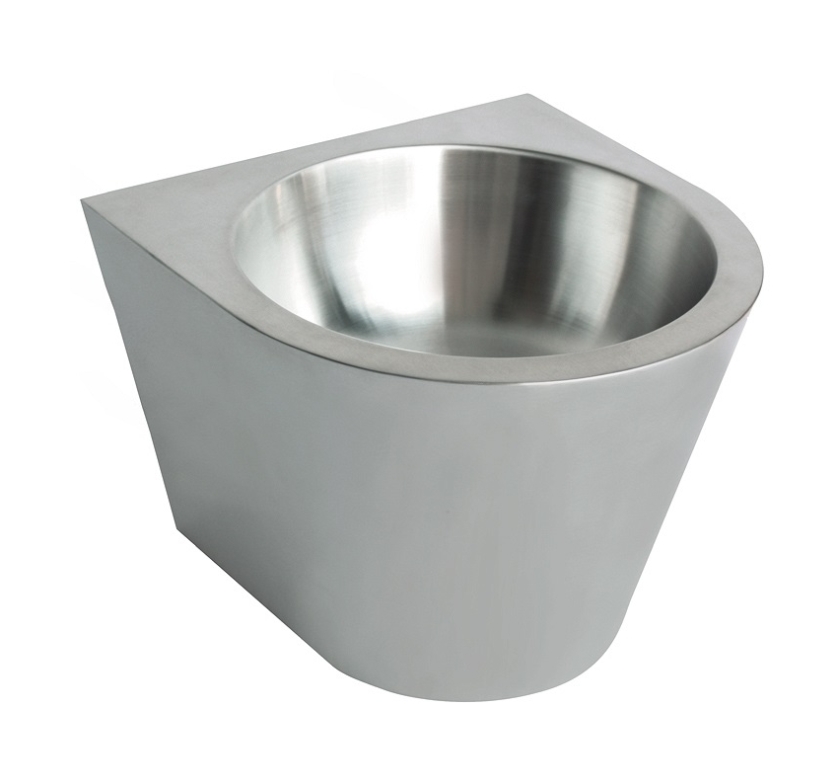 Faneco umývadlo 36x36 cm polokrúhly klasické umývadlo odolné voči vandalizmu oceľová N13036C.S