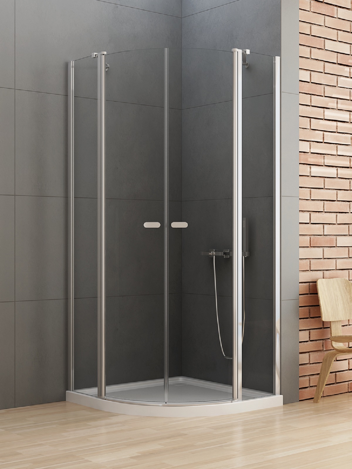 New Trendy New Soleo sprchovací kút 90x90 cm polkruhová chromová lesklé/priehľadné sklo K-0419