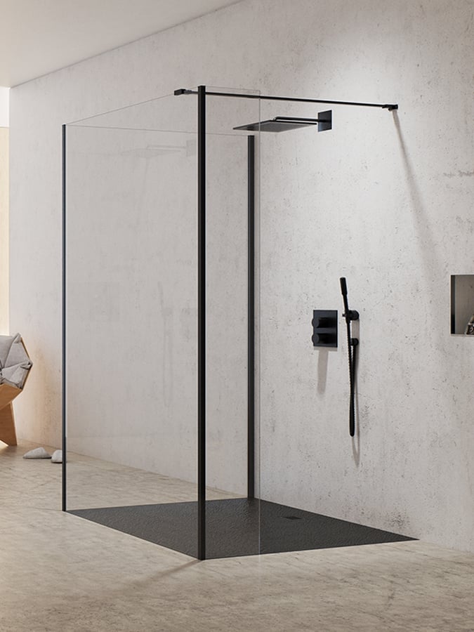 New Trendy New Modus Black stena sprchového kúta walk -in 80 cm čierna matný/sklo priehľadné EXK-0078