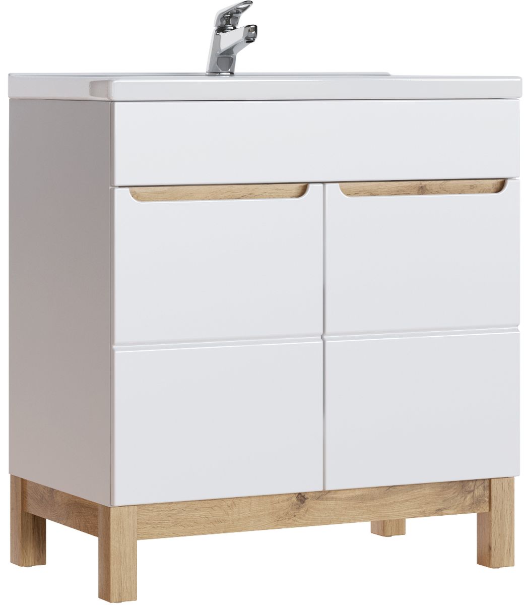 Comad Bali White skrinka 80x45x85 cm kúpeľňová skrinka pod úmývadlo stojaca BALIWHITE821