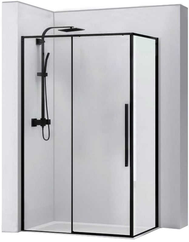 Rea Solar Black sprchovací kút 100x80 cm štvorcová čierna polomatné/priehľadné sklo REA-K6310
