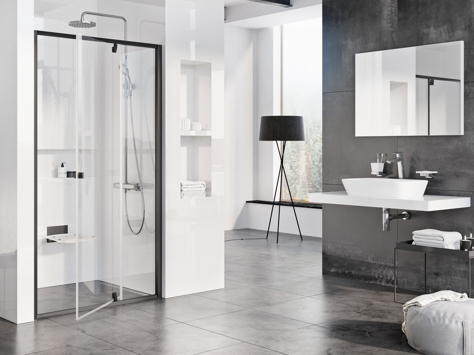 Ravak Pivot sprchové dvere 110 cm výklopné čierna matná/priehľadné sklo 03GD0300Z1