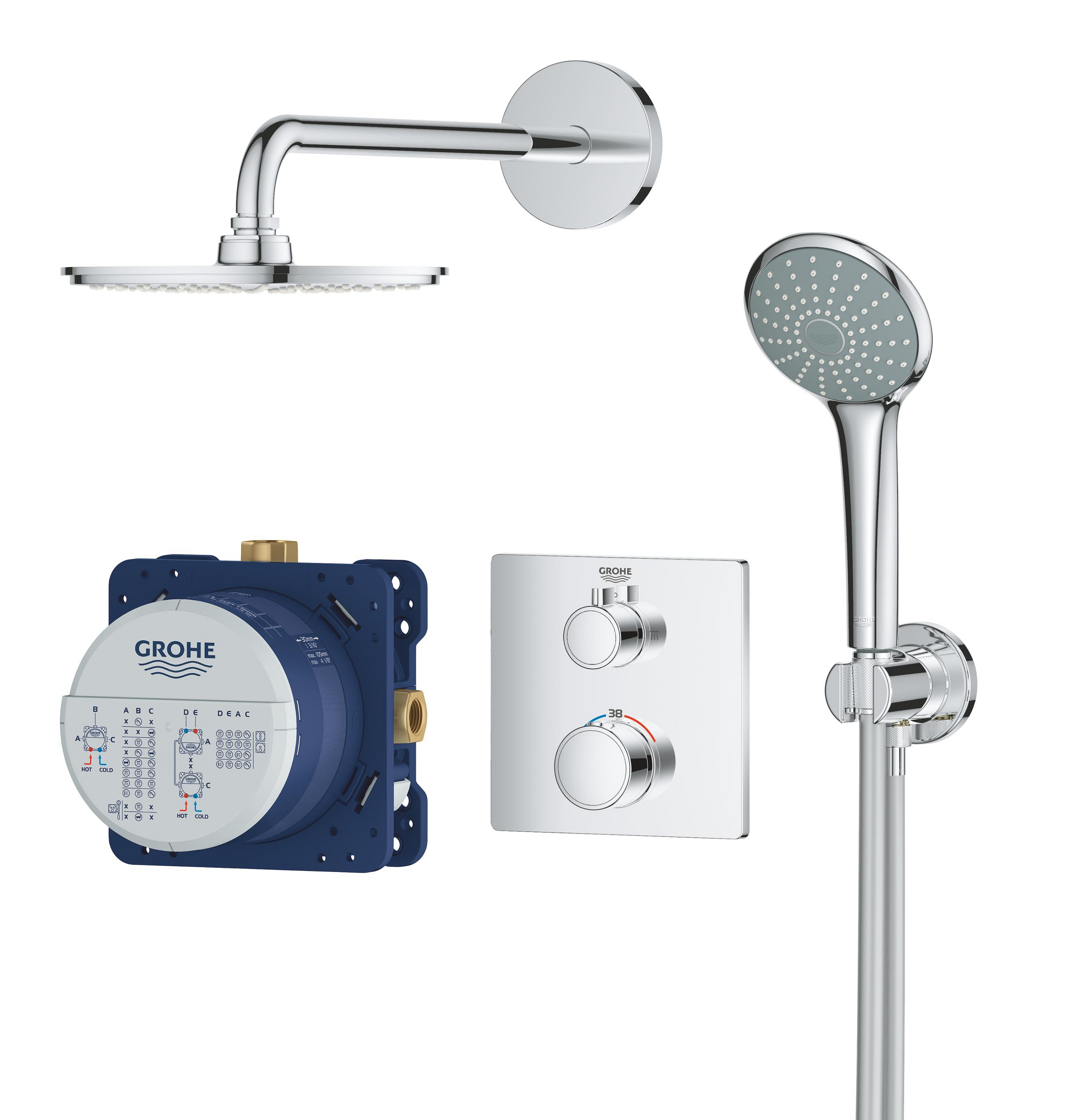 Grohe Grohtherm sprchová súprava podomietková s termostatom áno StarLight Chrome 34734000