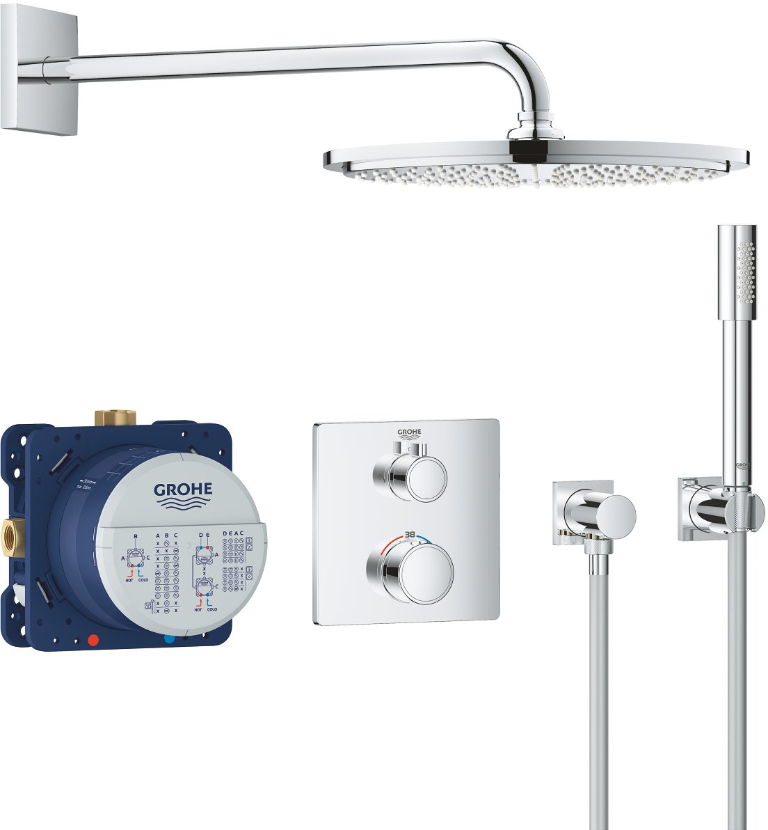 Grohe Grohtherm sprchová súprava podomietková s termostatom StarLight Chrome 34730000