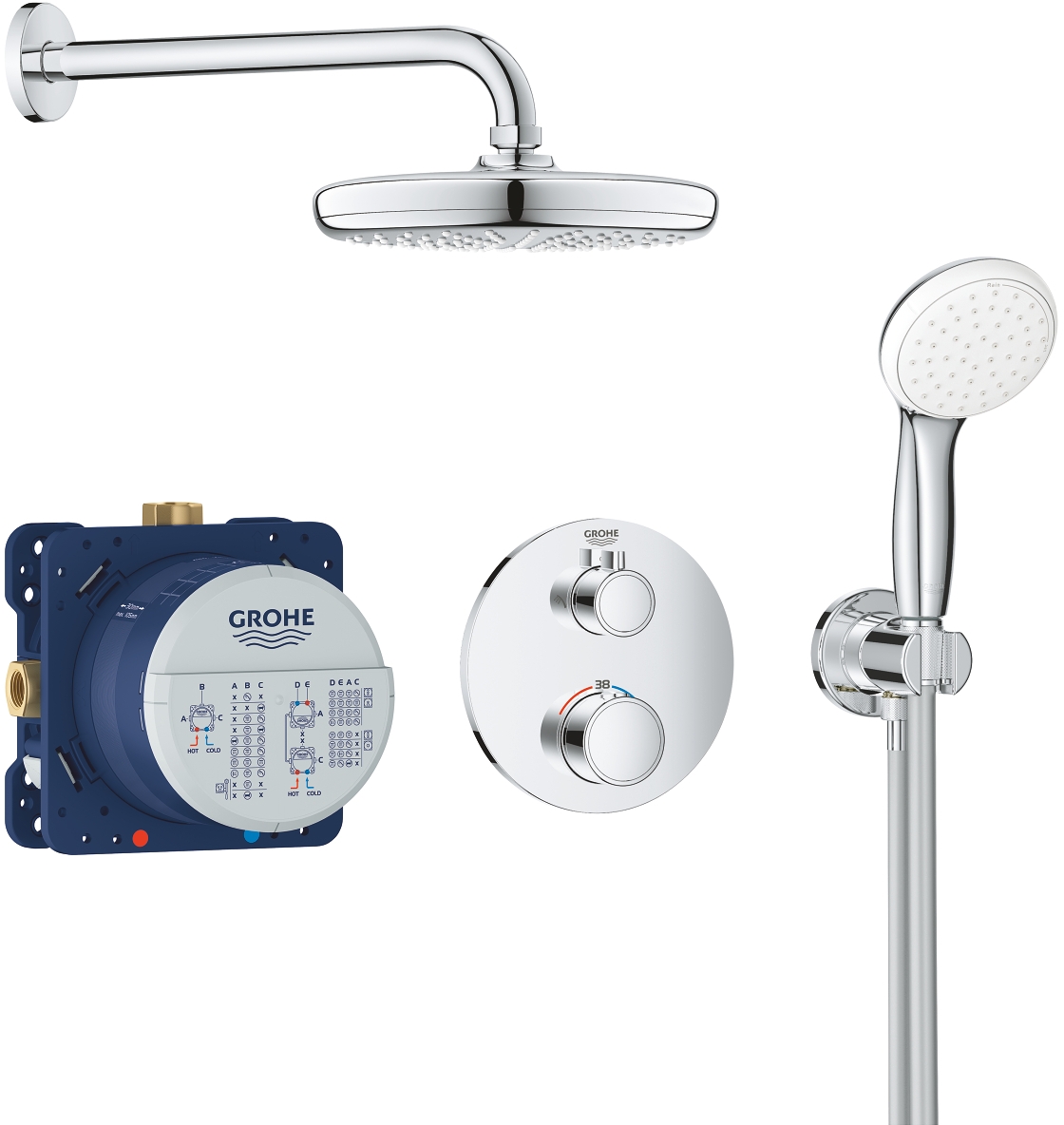 Grohe Grohtherm sprchová súprava podomietková s termostatom StarLight Chrome 34727000