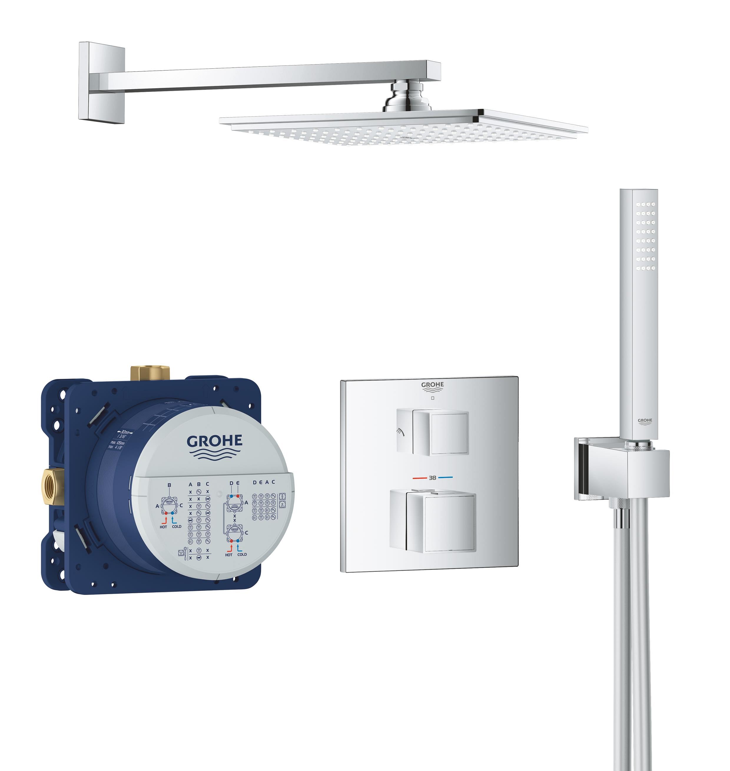 Grohe Grohtherm Cube sprchová súprava podomietková s termostatom StarLight Chrome 34741000