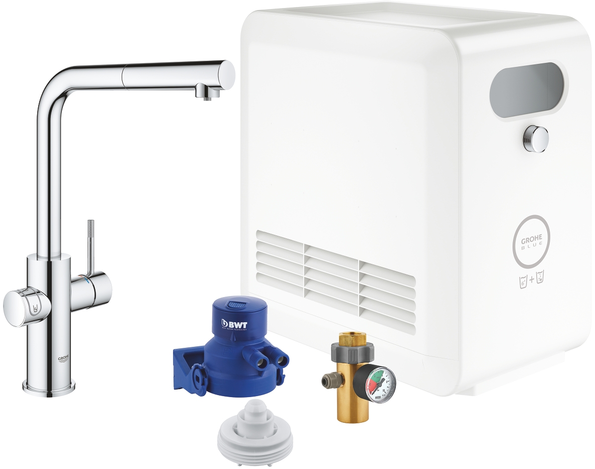 Grohe Blue štartovacia súprava s kuchynskou batériou stojánková StarLight Chrome 31326002
