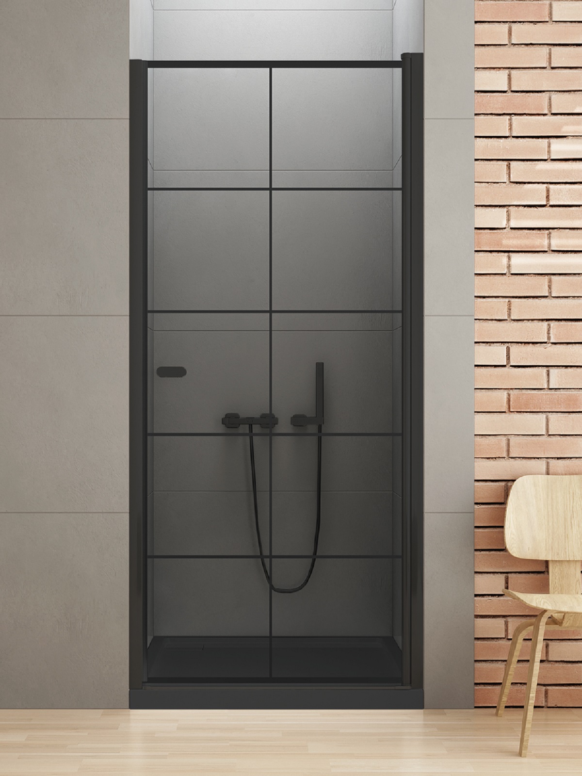 New Trendy New Soleo Black sprchové dvere 90 cm výklopné čierna matná/vzorované sklo D-0277A