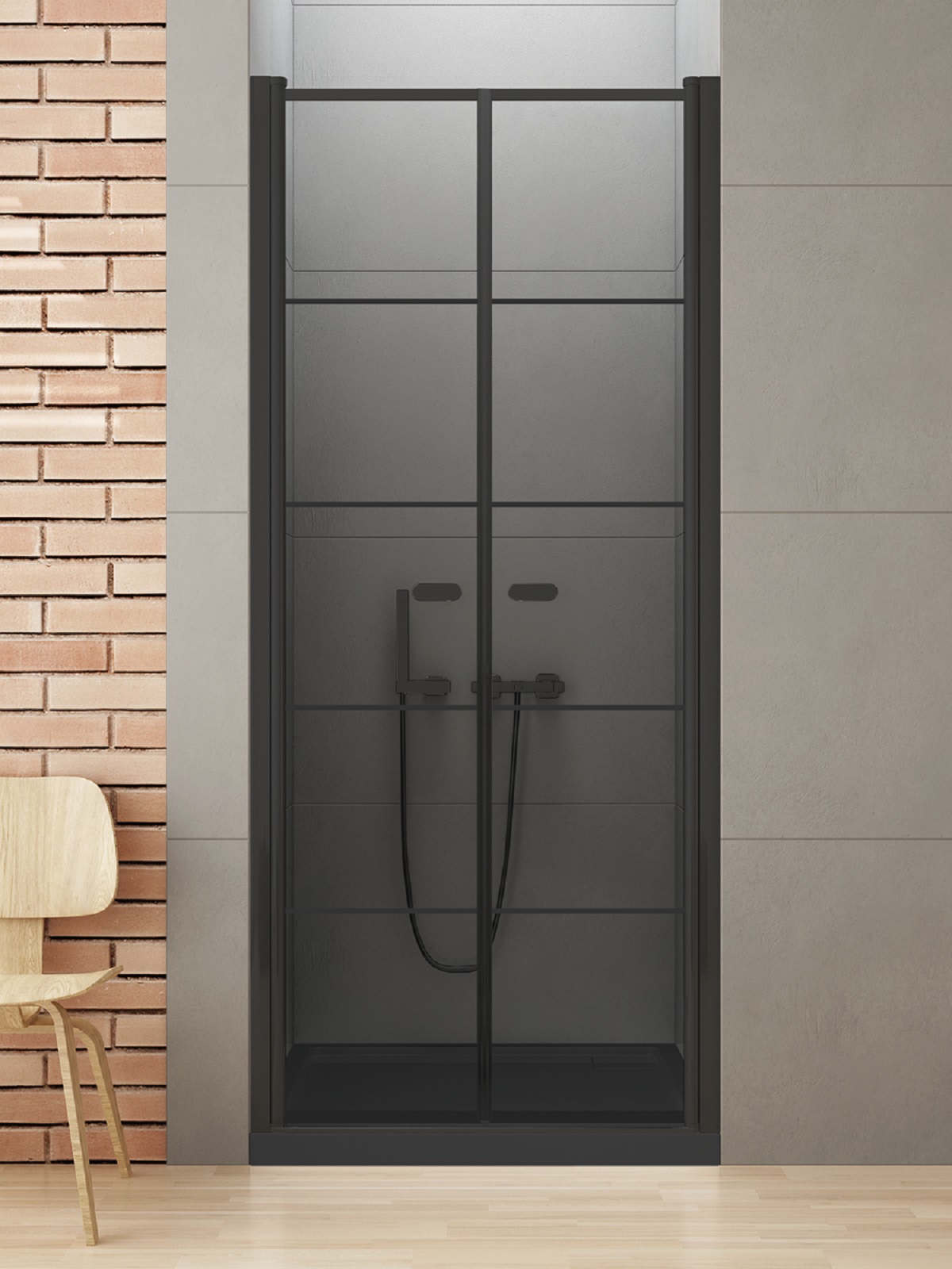 New Trendy New Soleo Black sprchové dvere 90 cm výklopné čierna matná/vzorované sklo D-0281A