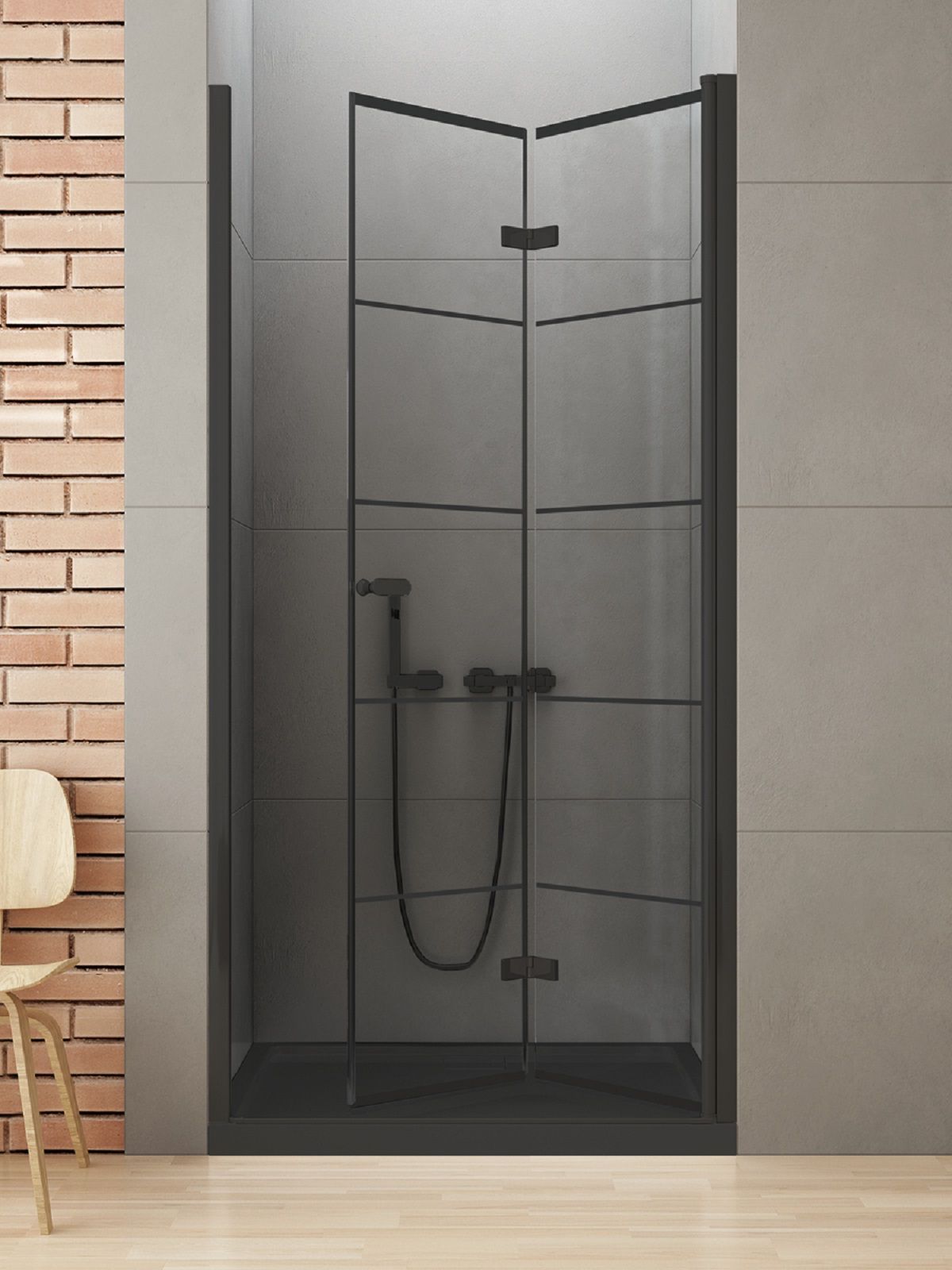 New Trendy New Soleo Black sprchové dvere 90 cm skladané čierna matná/vzorované sklo D-0284A