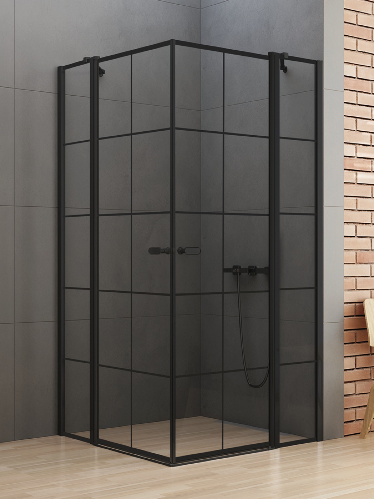 New Trendy New Soleo Black sprchovací kút 90x90 cm obdĺžniková čierna matné/vzorované sklo K-0580