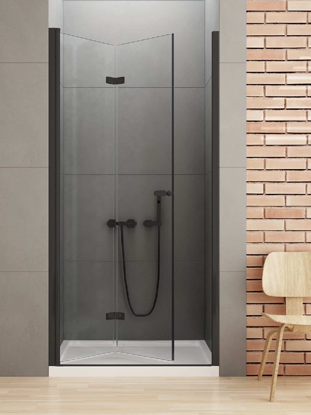 New Trendy New Soleo Black sprchové dvere 100 cm skladané čierna matná/priehľadné sklo D-0225A