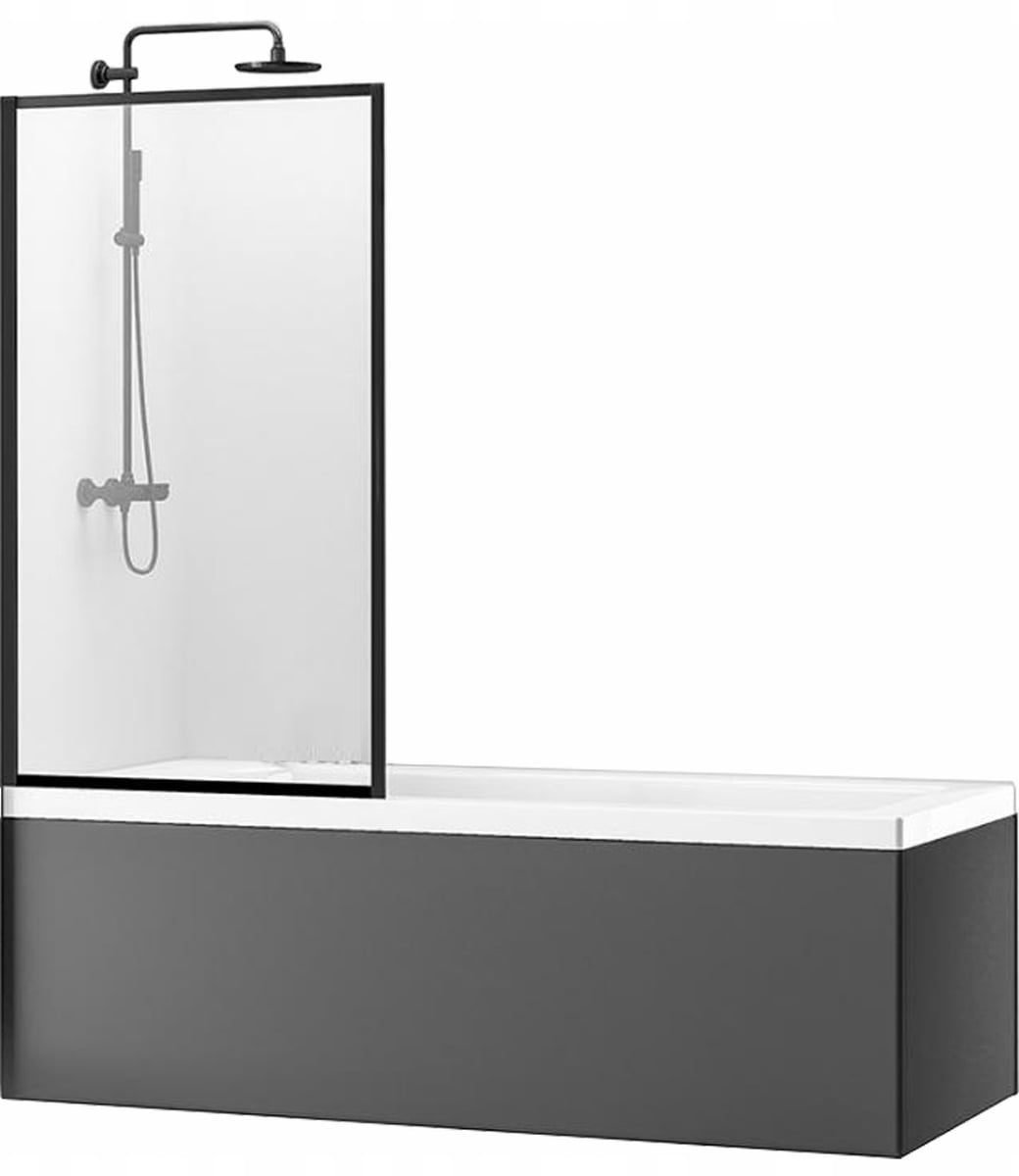 Rea Lagos vaňová zástena 80 cm jednodielny čierna matné/číre sklo REA-K7633