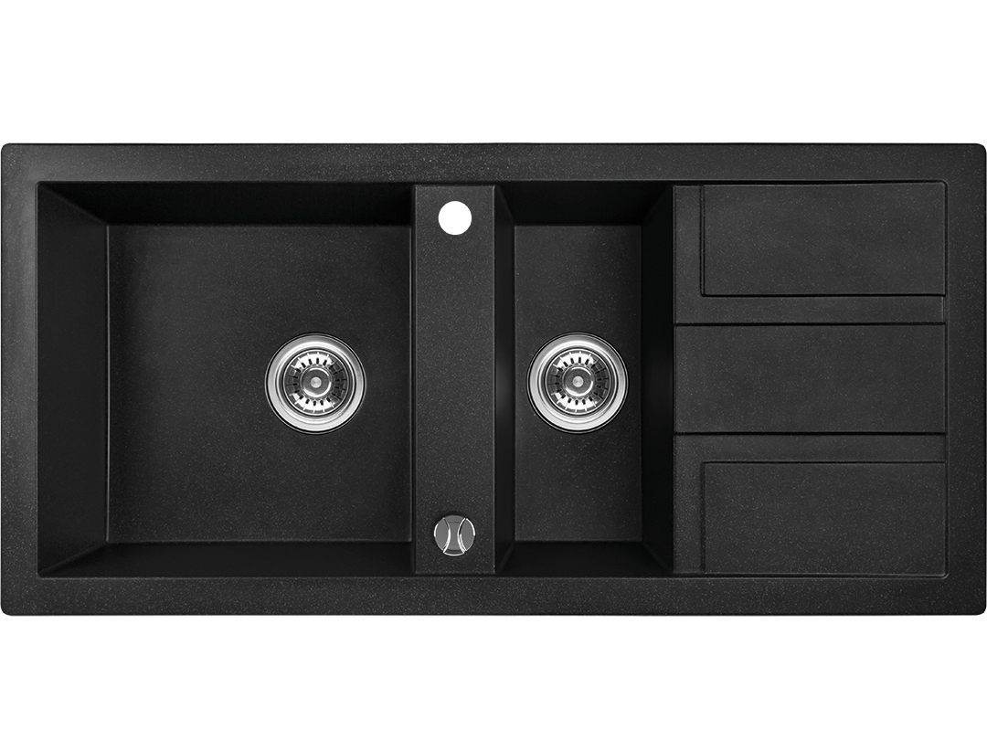 Laveo Barbados granitový drez 100x48 cm čierna SBB731T