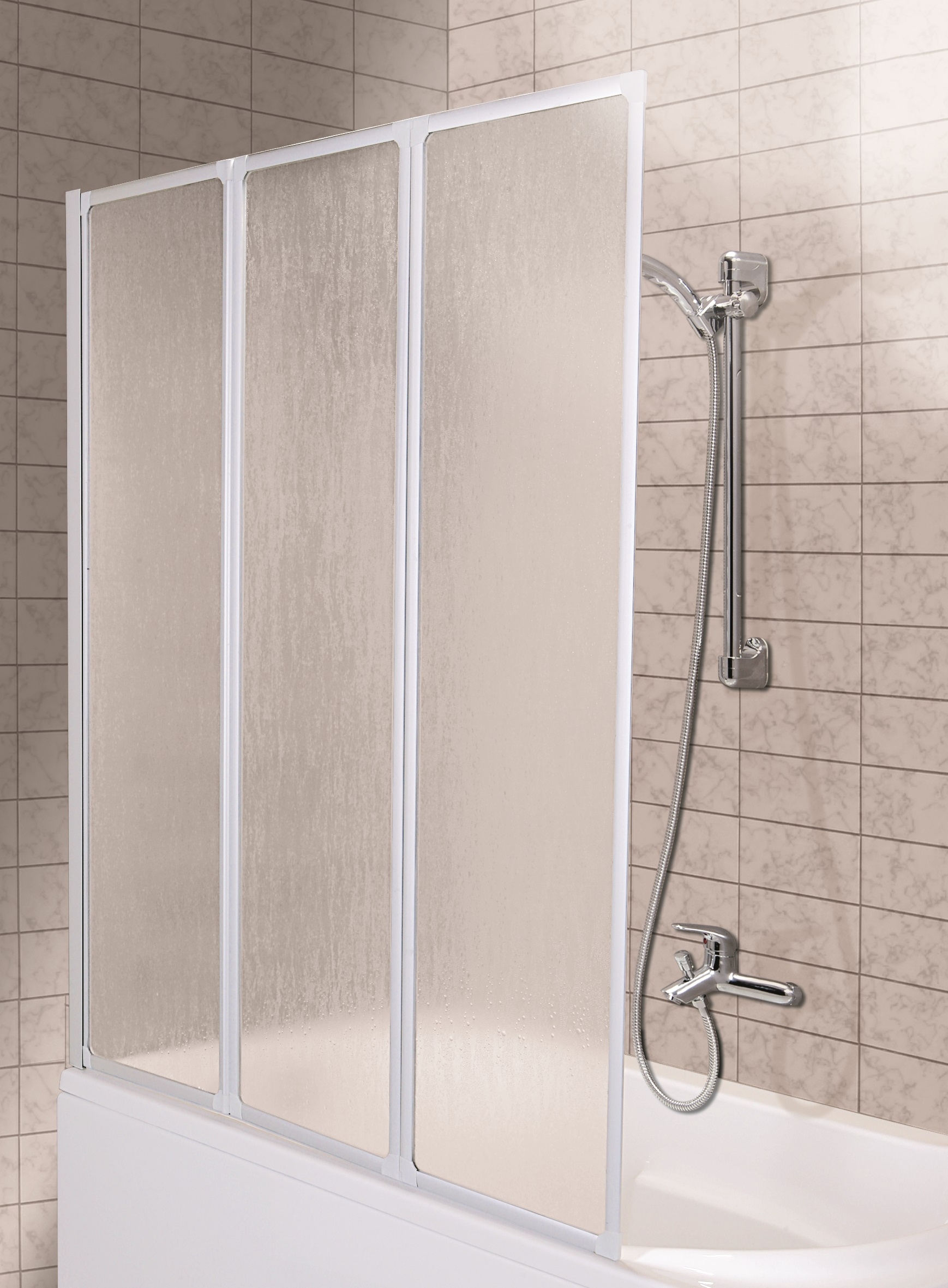 KFA Armatura Standard vaňová zástena 120 cm trojdielny biela matné/plast 170-04010P