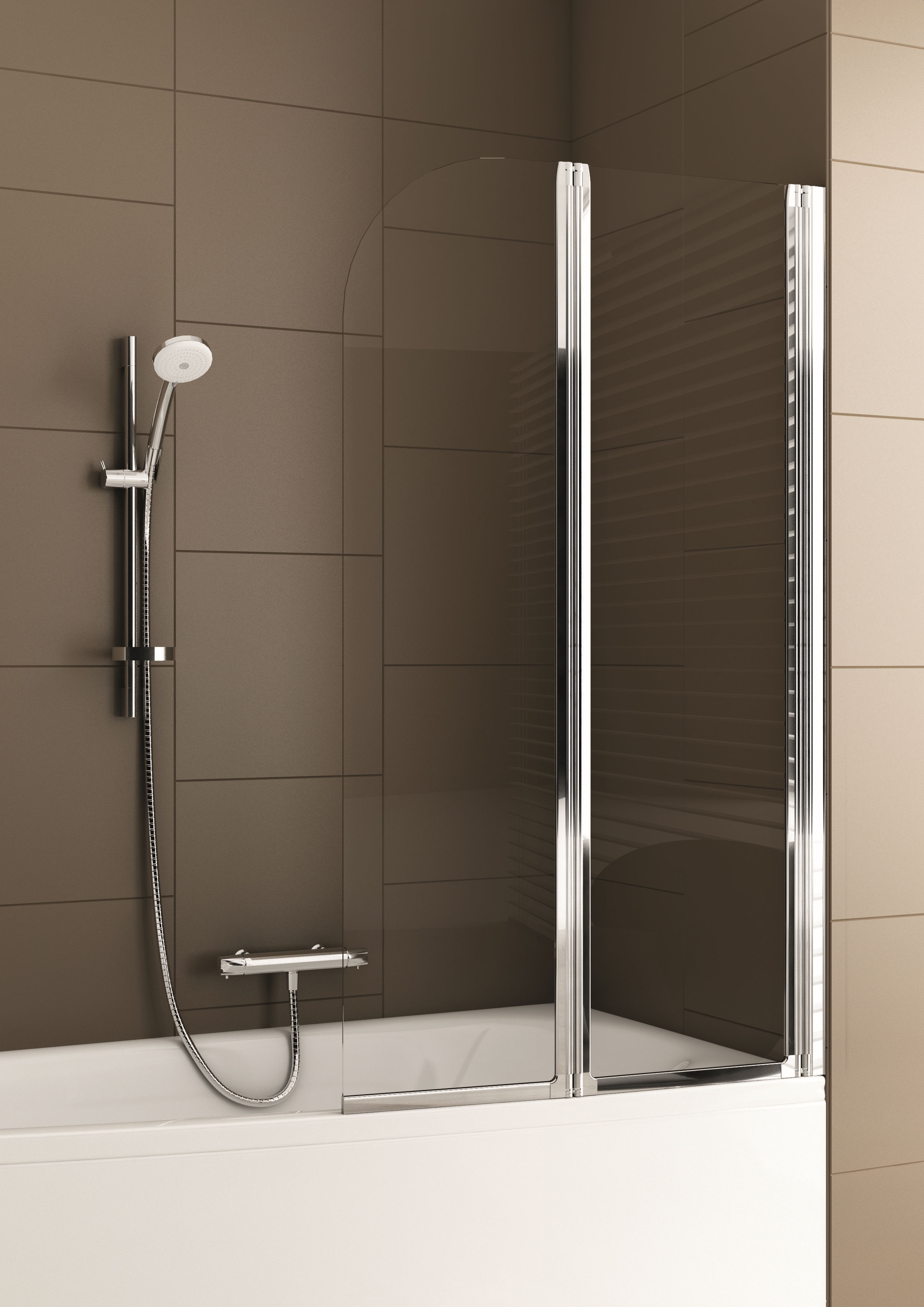 KFA Armatura Modern vaňová zástena 80 cm dvojdielny chrómová lesklé/číre sklo 170-06991P
