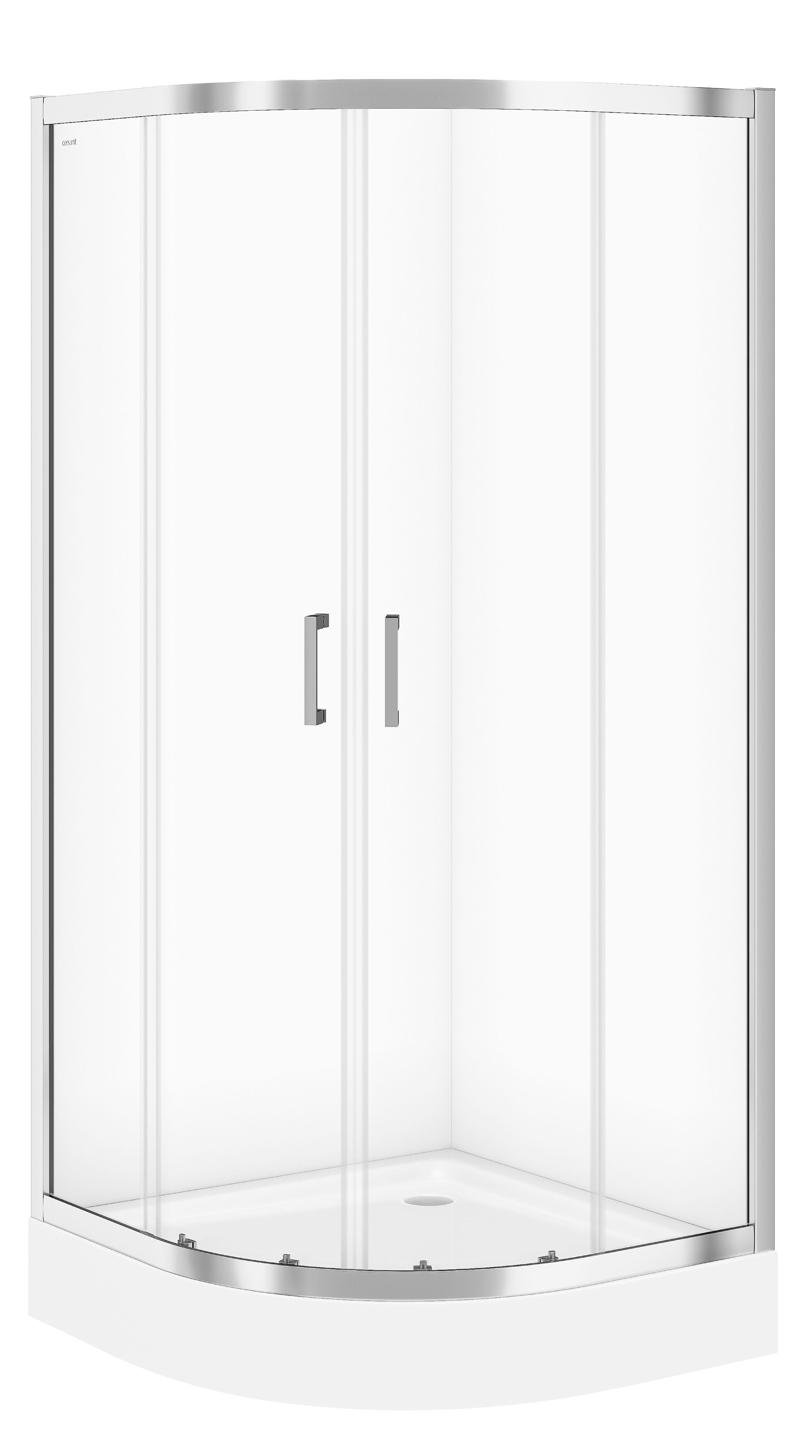 Cersanit Basic sprchový kút so sprchovou vaničkou 90x90 cm polkruhová chromová lesklé/priehľadné sklo S601-118