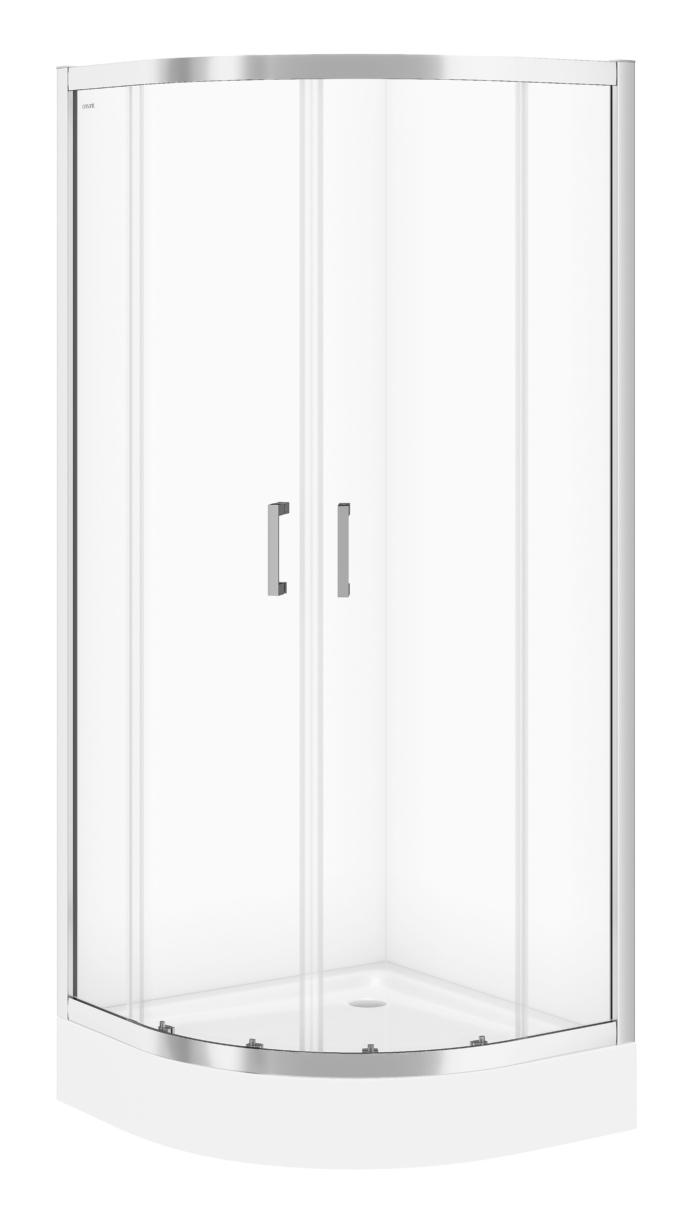 Cersanit Basic sprchový kút so sprchovou vaničkou 80x80 cm polkruhová chromová lesklé/priehľadné sklo S601-117