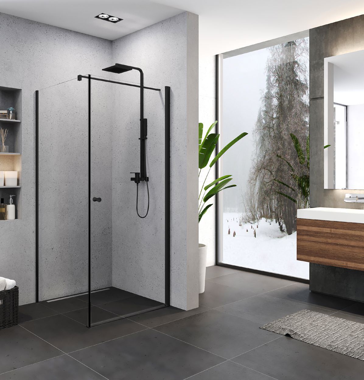 New Trendy Superia Black sprchovací kút 90x90 cm obdĺžniková čierna matné/priehľadné sklo K-0591