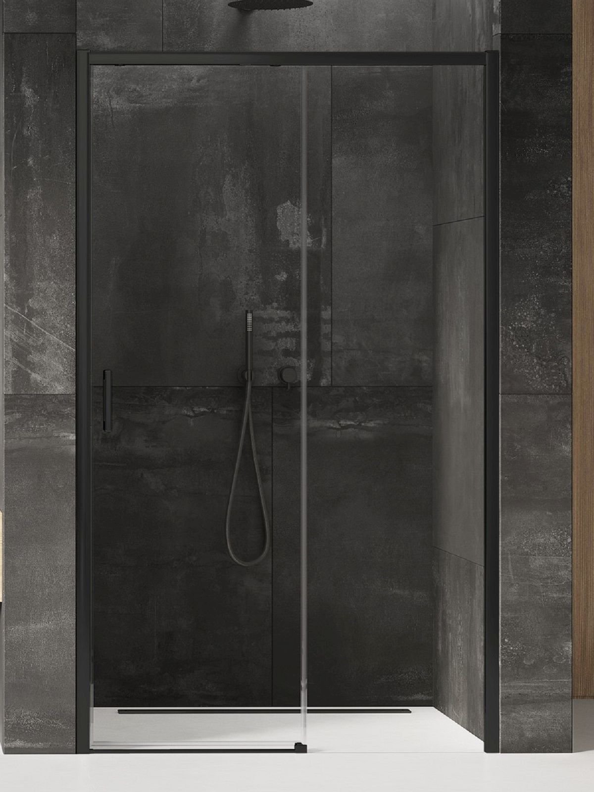 New Trendy Prime Black sprchové dvere 140 cm posuvné čierna matná/priehľadné sklo D-0325A