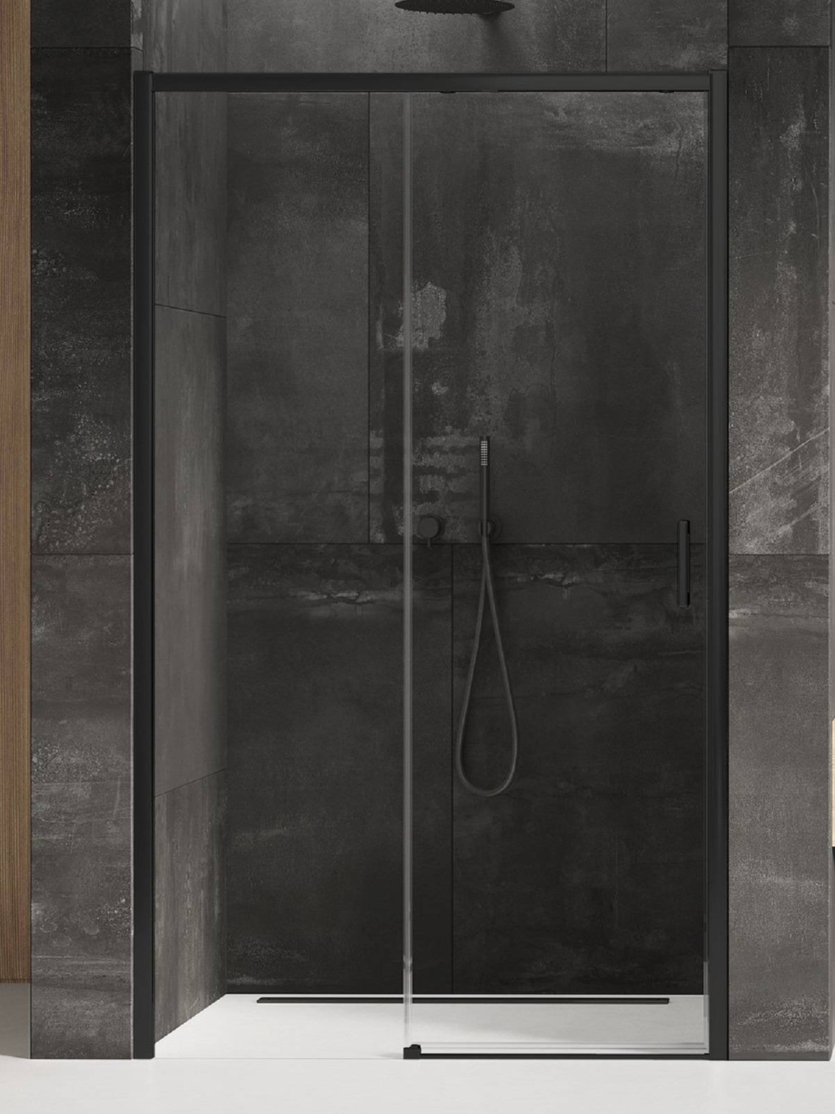 New Trendy Prime Black sprchové dvere 150 cm posuvné čierna matná/priehľadné sklo D-0326A