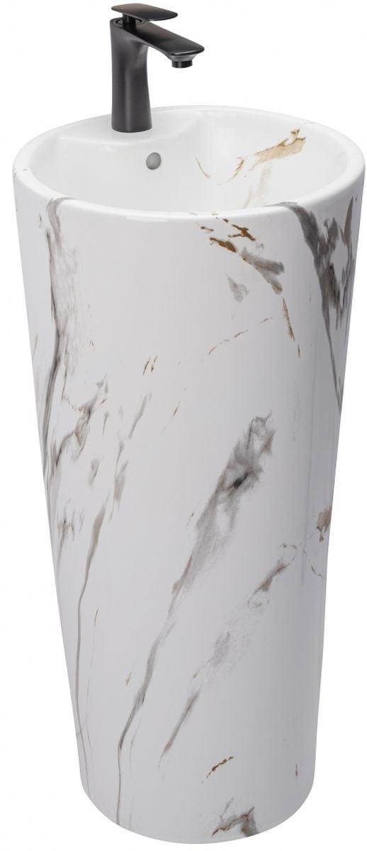 Rea Blanka umývadlo 40x40 cm okrúhly voľne stojacie umývadlo dvojfarebná-sivá/kamenná REA-U8704