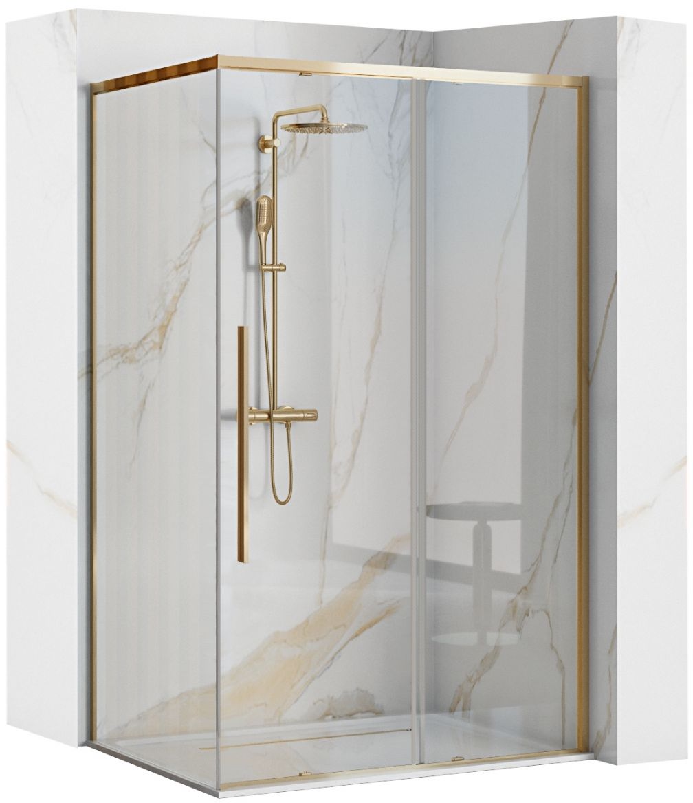 Rea Solar Gold sprchovací kút 90x90 cm obdĺžniková zlatá lesklé/priehľadné sklo REA-K4900