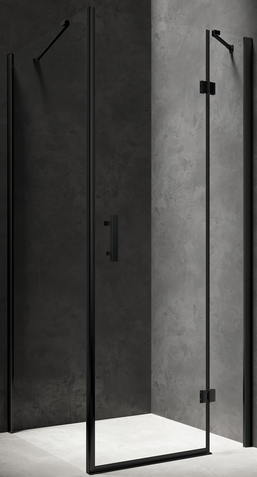 Omnires Manhattan sprchovací kút 80x80 cm obdĺžniková čierna matné/priehľadné sklo MH8080BLTR