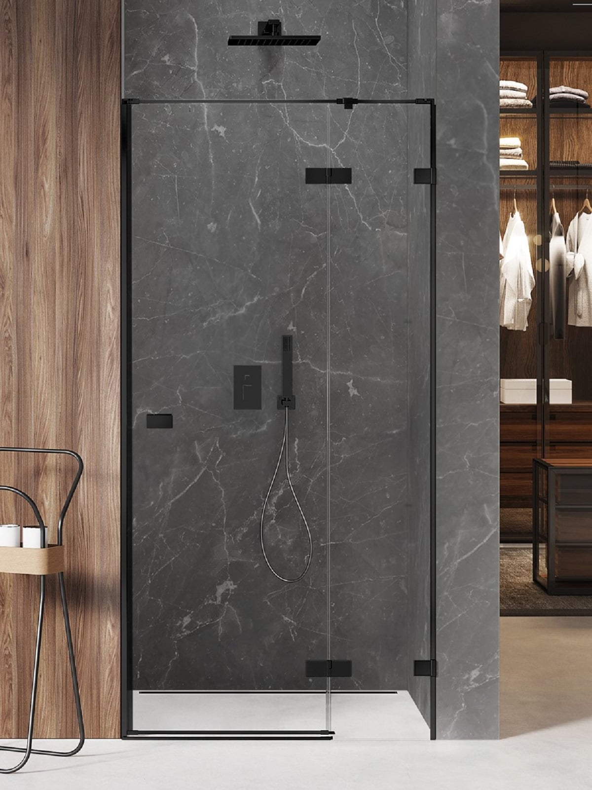 New Trendy Avexa Black sprchové dvere 140 cm výklopné čierna matná/priehľadné sklo EXK-1559