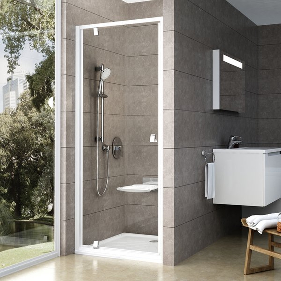 Ravak Pivot sprchové dvere 80 cm výklopné biela lesklá/priehľadné sklo 03G40100Z1